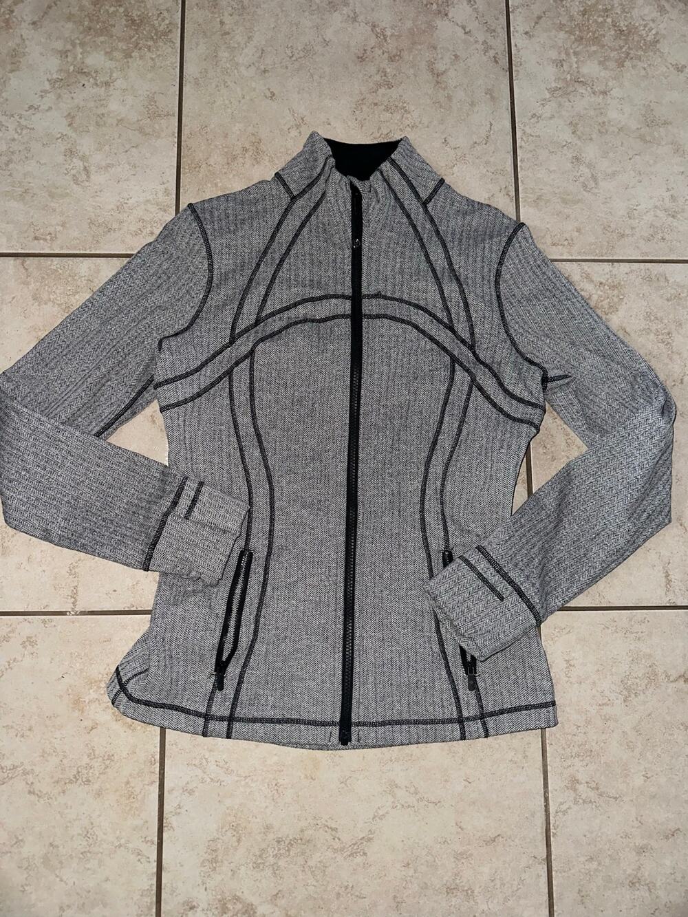 Lululemon Define Jacket Herringbone Heathered Black Dove Grey Size 10